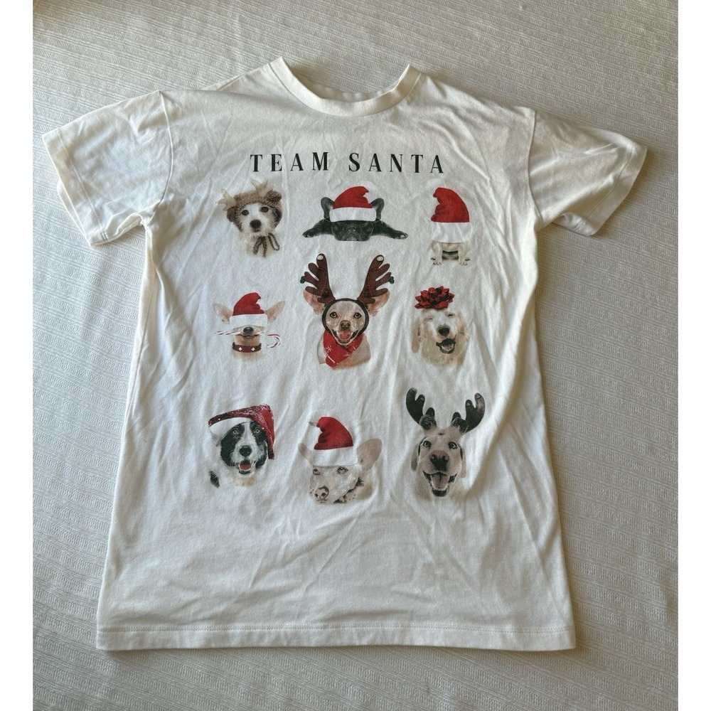 GRAYSON THREADS Team Santa Dog Christmas Graphic White Short Sleeve T-Shirt S